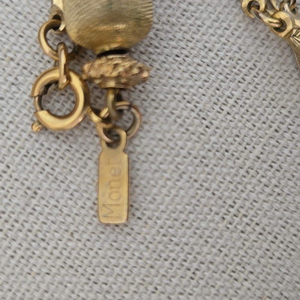 Monet Gold Tone Bar & Barrell Necklace - Picture 6 of 6